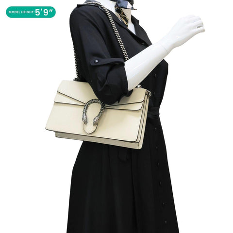 GUCCI Dionysus Small Leather Shoulder Bag Off White 400249