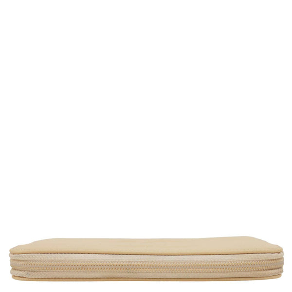 CHANEL CC Zip Around Caviar Leather Wallet Beige