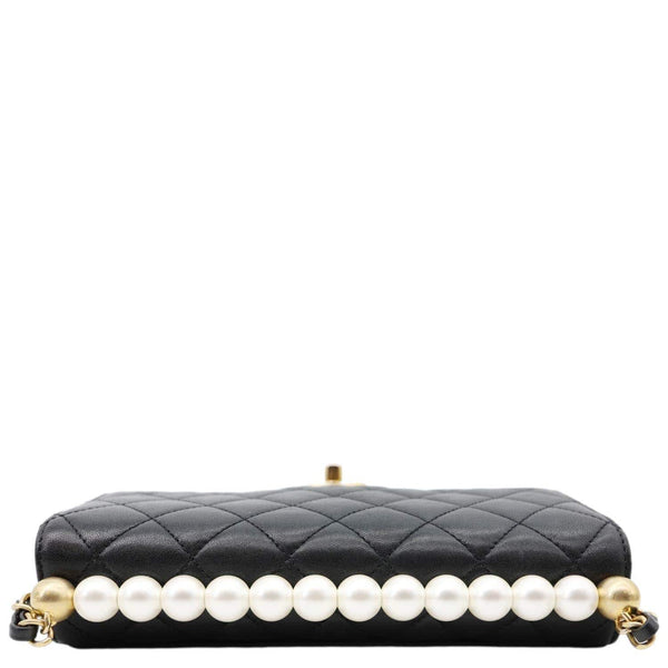 CHANEL Chic Pearls Flap Small Quilted Leather Shoulder Bag Black