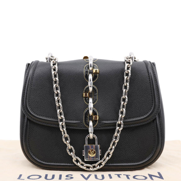 LOUIS VUITTON Chain It Leather Crossbody Bag Black