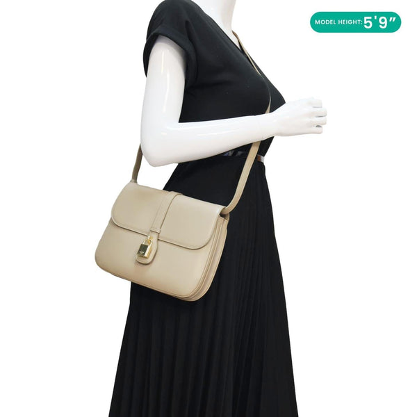 CELINE Tabou Medium Smooth Calfskin Leather Shoulder Bag Beige