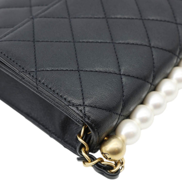 CHANEL Chic Pearls Flap Small Quilted Leather Shoulder Bag Black
