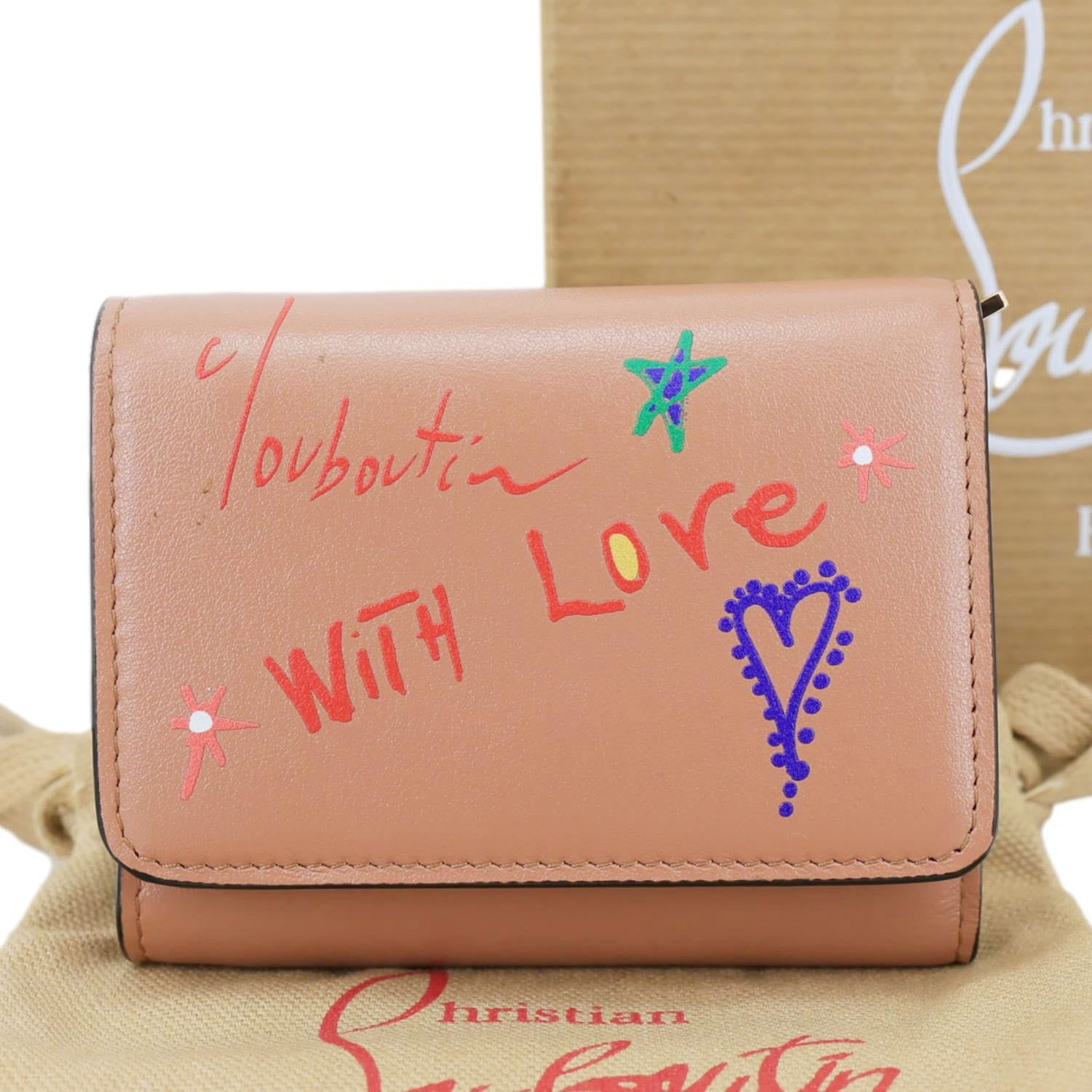 CHRISTIAN LOUBOUTIN Loubigaga Mini Graffiti Leather Wallet Pink