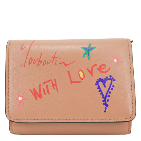 CHRISTIAN LOUBOUTIN Loubigaga Mini Graffiti Leather Wallet Pink