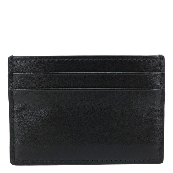 GUCCI Logo Print Leather Card Holder Black 547596