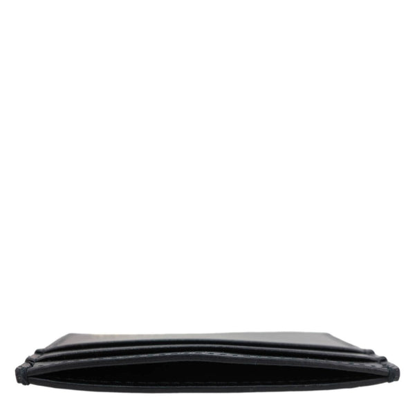 GUCCI Logo Print Leather Card Holder Black 547596