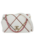 CHANEL Entwined Flap Leather Chain Crossbody Bag White