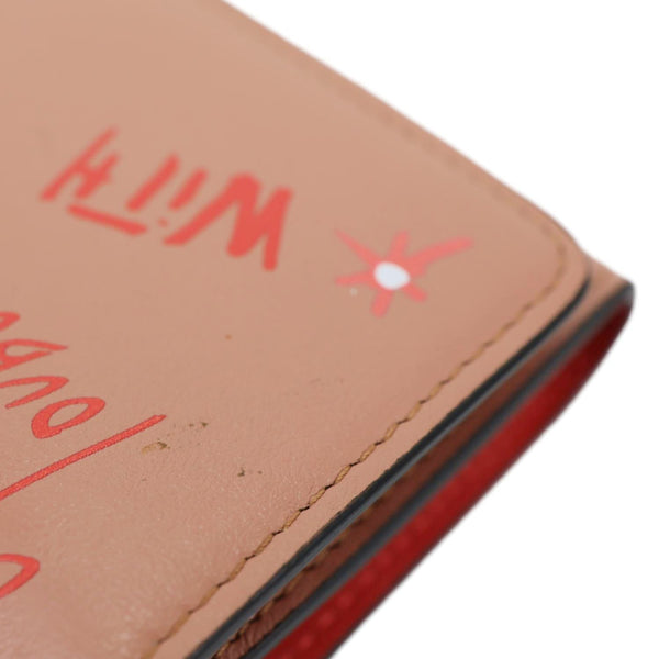 CHRISTIAN LOUBOUTIN Loubigaga Mini Graffiti Leather Wallet Pink