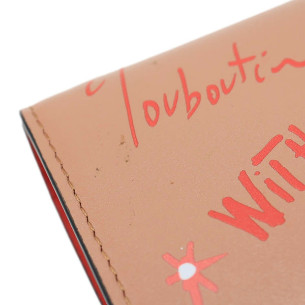 CHRISTIAN LOUBOUTIN Loubigaga Mini Graffiti Leather Wallet Pink