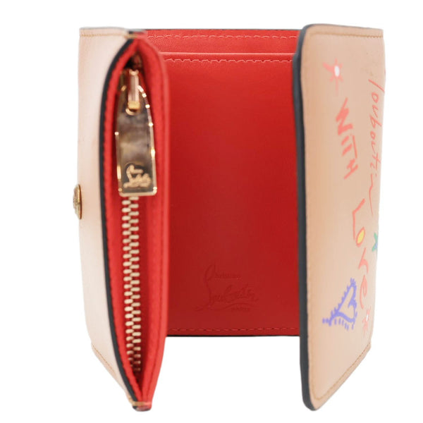 CHRISTIAN LOUBOUTIN Loubigaga Mini Graffiti Leather Wallet Pink