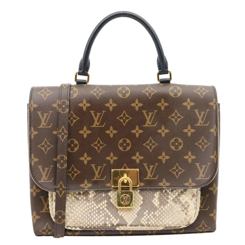 LOUIS VUITTON Marignan Python Monogram Canvas Shoulder Bag Brown
