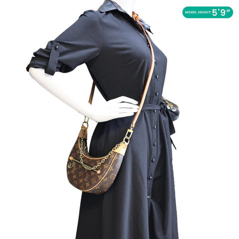 LOUIS VUITTON Loop Monogram Canvas Hobo Bag Brown