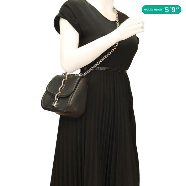 LOUIS VUITTON Chain It Leather Crossbody Bag Black