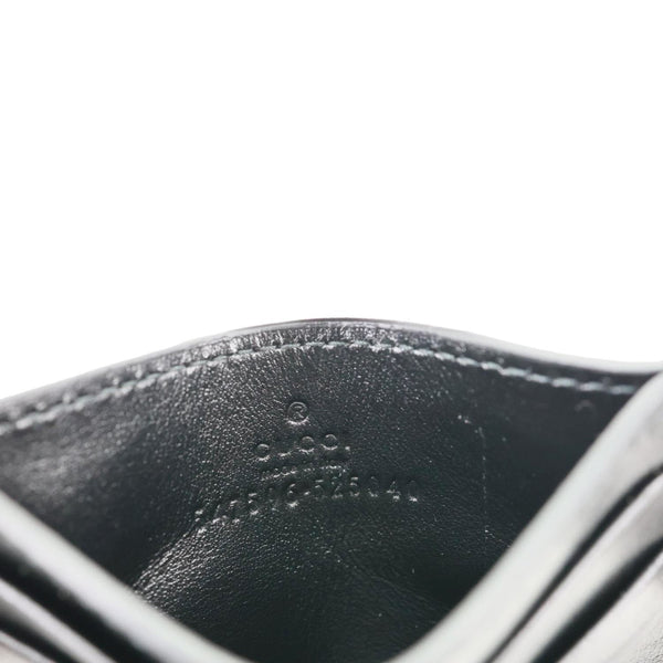 GUCCI Logo Print Leather Card Holder Black 547596