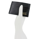 GUCCI Logo Print Leather Card Holder Black 547596