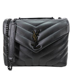 YVES SAINT LAURENT Loulou Quilted Calfskin Leather Shoulder Bag Black