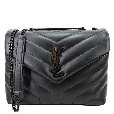 YVES SAINT LAURENT Loulou Quilted Calfskin Leather Shoulder Bag Black
