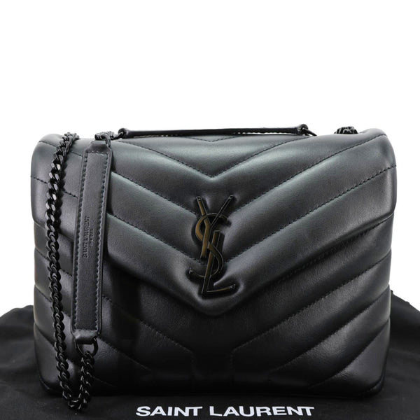 YVES SAINT LAURENT Loulou Quilted Calfskin Leather Shoulder Bag Black