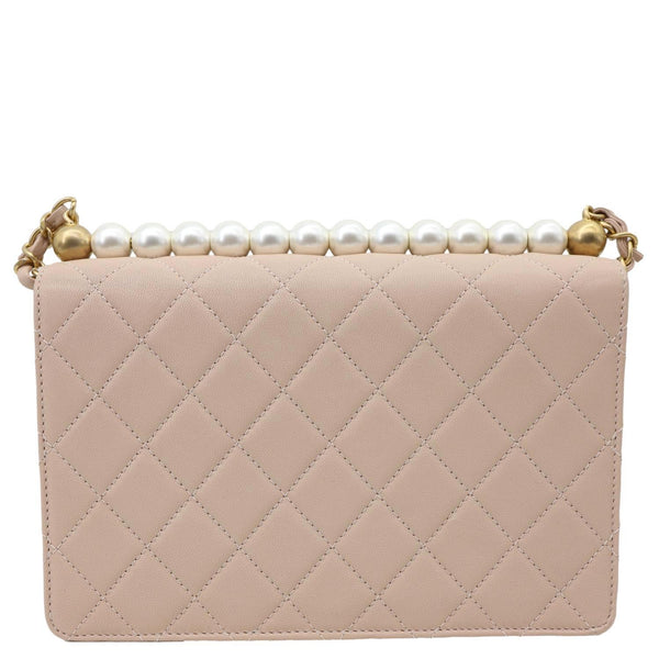CHANEL Chic Pearls Flap Small Quilted Leather Shoulder Bag Beige