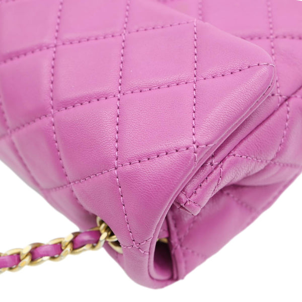 CHANEL Pearl Crush Mini Rectangular Flap Quilted Leather Crossbody Bag Magenta