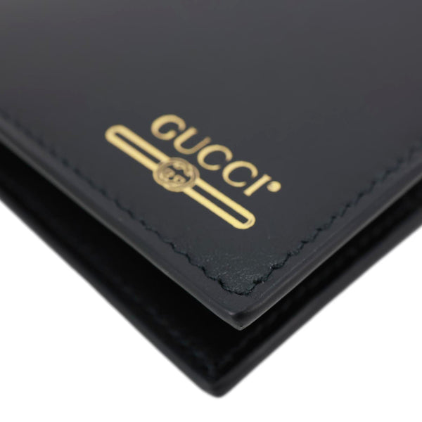 GUCCI Logo Print Leather Bifold Wallet Black 547585