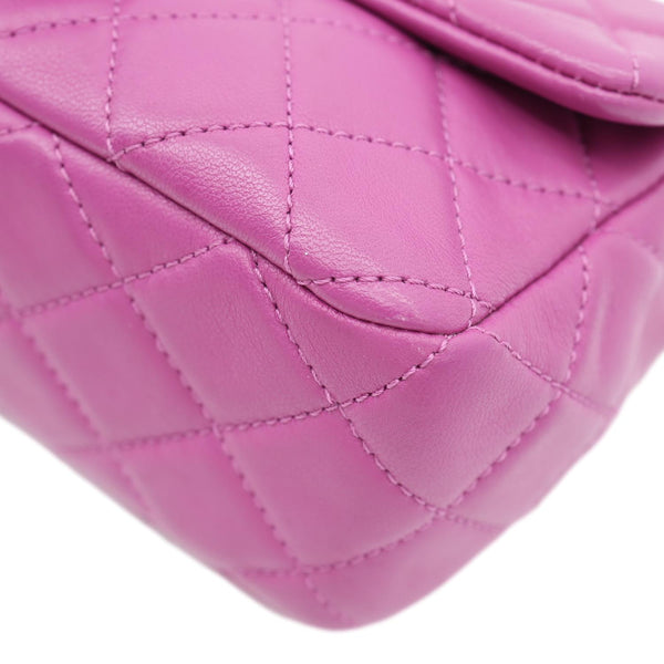 CHANEL Pearl Crush Mini Rectangular Flap Quilted Leather Crossbody Bag Magenta