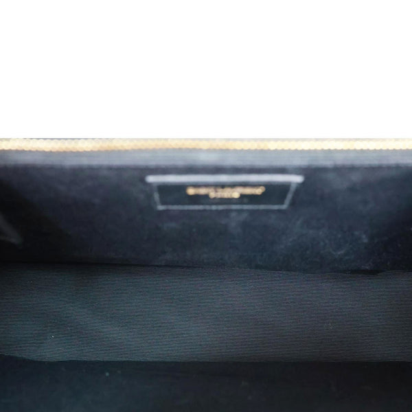 YVES SAINT LAURENT Envelope Large Chevron Grain De Poudre Chain Crossbody Bag Cream