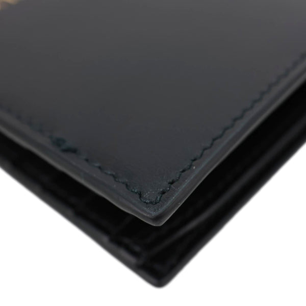 GUCCI Logo Print Leather Bifold Wallet Black 547585