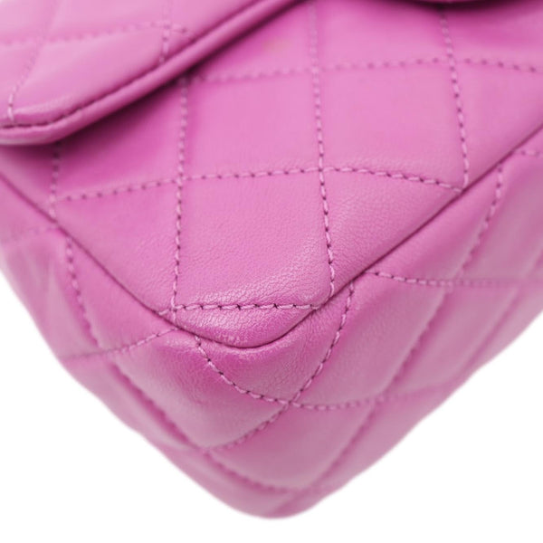 CHANEL Pearl Crush Mini Rectangular Flap Quilted Leather Crossbody Bag Magenta