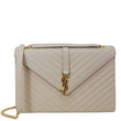 YVES SAINT LAURENT Envelope Large Chevron Grain De Poudre Chain Crossbody Bag Cream