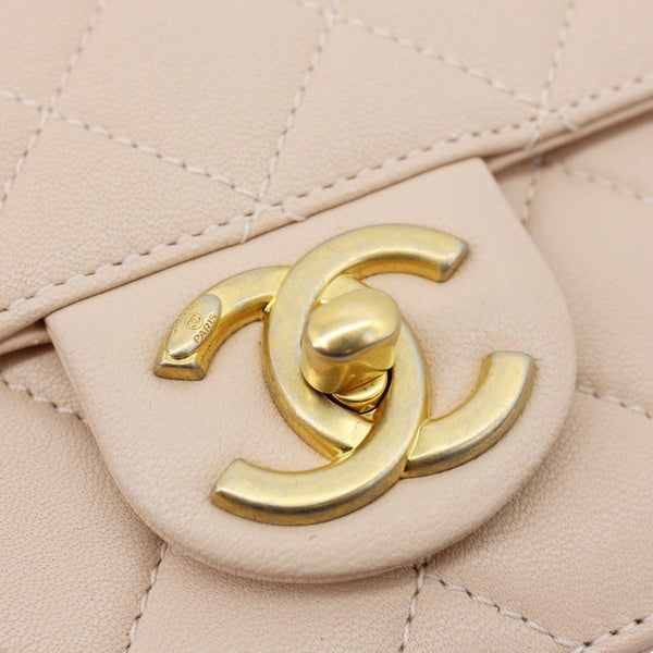 CHANEL Chic Pearls Flap Small Quilted Leather Shoulder Bag Beige