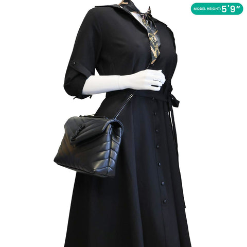 YVES SAINT LAURENT Loulou Quilted Calfskin Leather Shoulder Bag Black