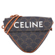 CELINE Triangle Triomphe Canvas Crossbody Bag Tan