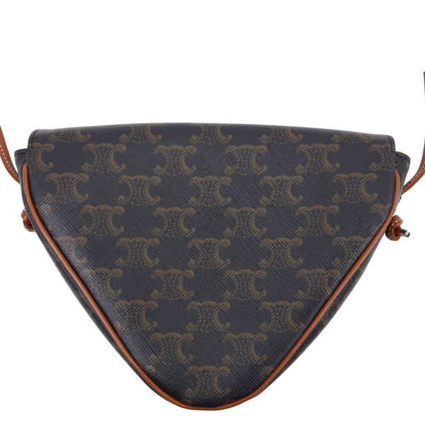 CELINE Triangle Triomphe Canvas Crossbody Bag Tan