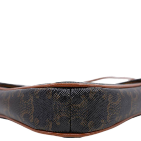 CELINE Triangle Triomphe Canvas Crossbody Bag Tan