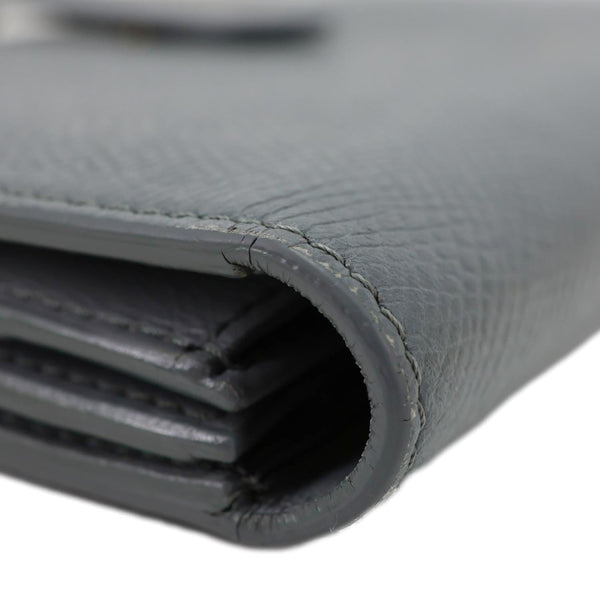 CELINE Strap Large Grained Calfskin Leather Wallet Grey