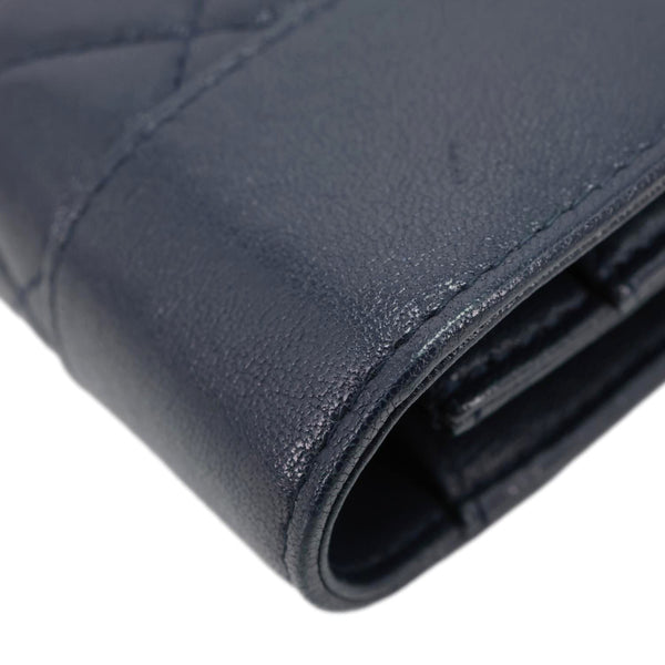 CHANEL Mademoiselle Vintage Flap Quilted Leather Wallet On Chain Navy Blue