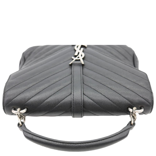 YVES SAINT LAURENT College Flap Medium Classic Chevron Leather Shoulder Bag Black