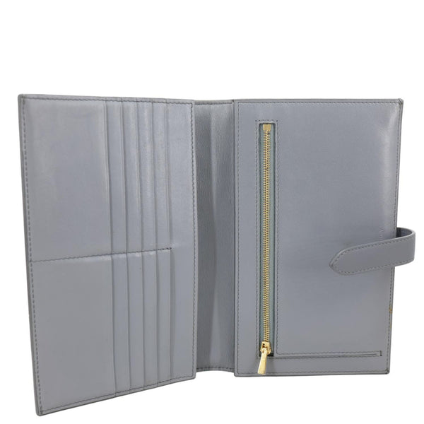 CELINE Strap Large Grained Calfskin Leather Wallet Grey