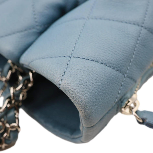 CHANEL Expandable Zip Around Quilted Caviar Leather Tote Bag Blue