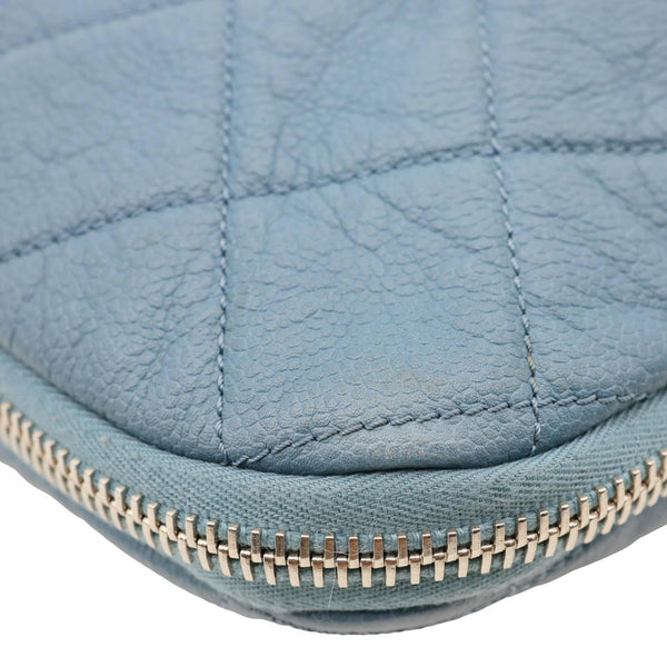 CHANEL Expandable Zip Around Quilted Caviar Leather Tote Bag Blue