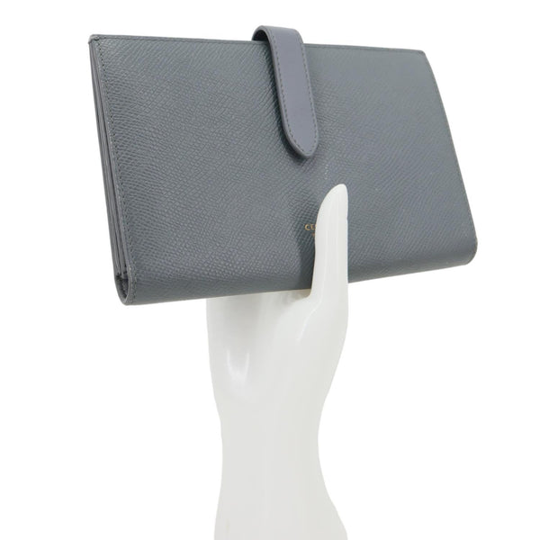 CELINE Strap Large Grained Calfskin Leather Wallet Grey