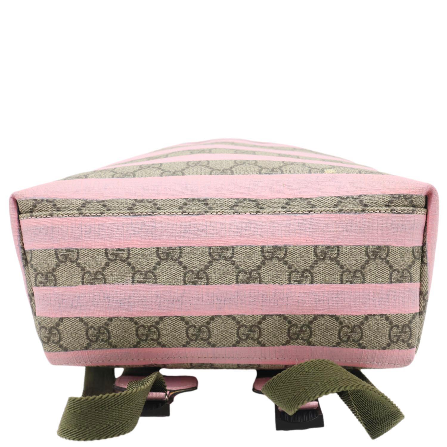 GUCCI Striped Kids GG Supreme Canvas Backpack Pink 271327