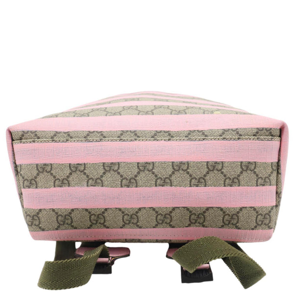 GUCCI Striped Kids GG Supreme Canvas Backpack Pink 271327