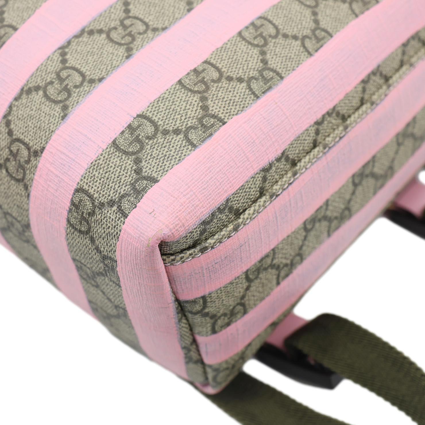 GUCCI Striped Kids GG Supreme Canvas Backpack Pink 271327