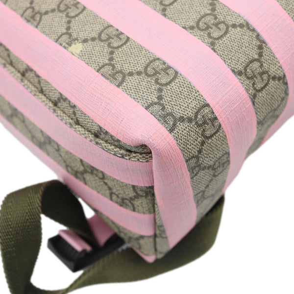 GUCCI Striped Kids GG Supreme Canvas Backpack Pink 271327
