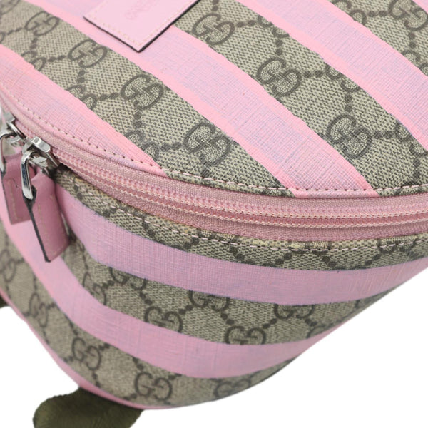 GUCCI Striped Kids GG Supreme Canvas Backpack Pink 271327
