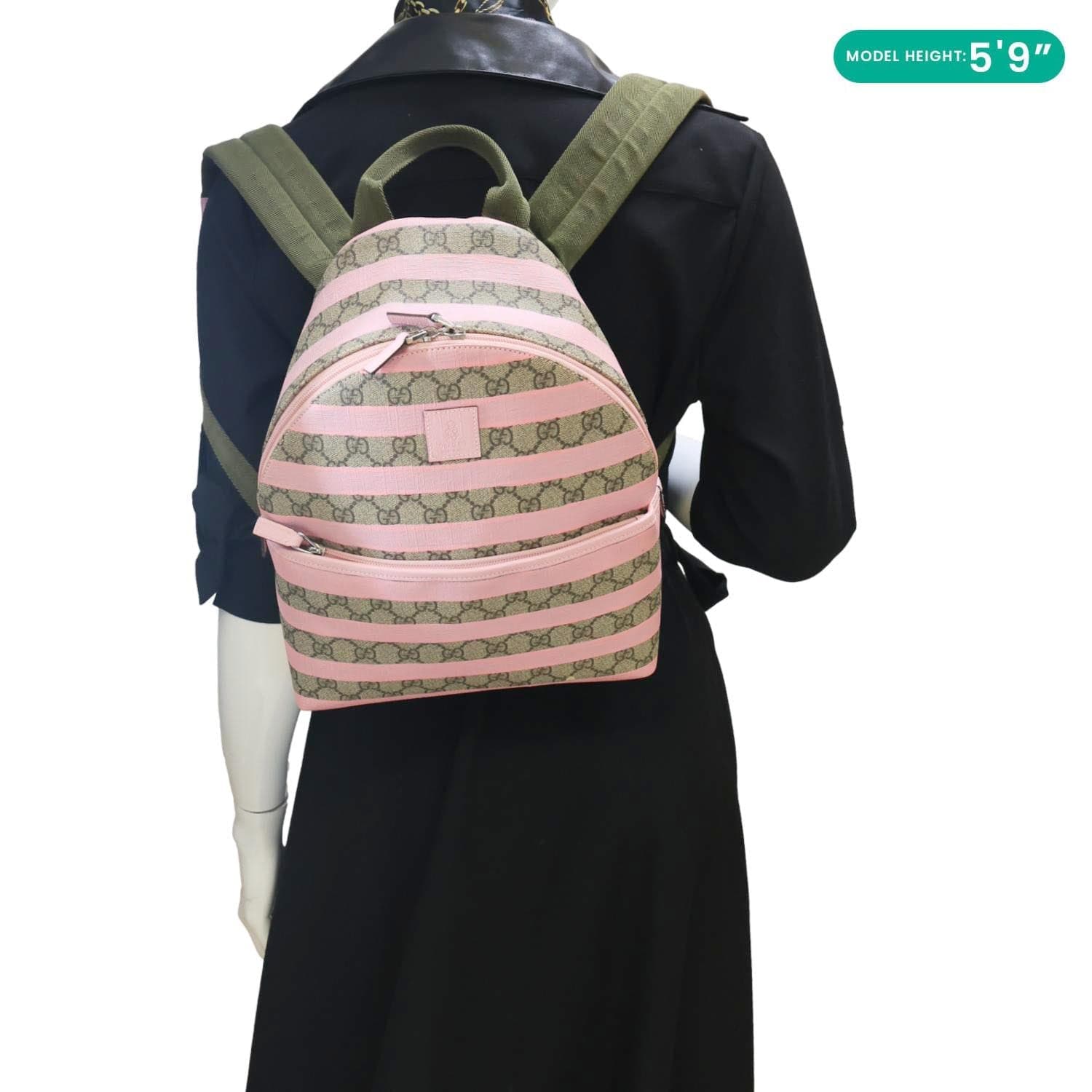 mkjページ GUCCI Striped Kids GG Supreme Canvas Backpack Pink 271327