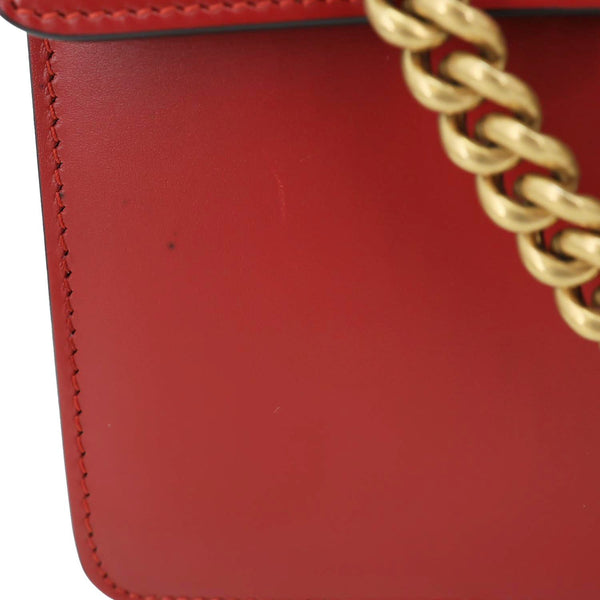 GUCCI GG Marmont Knight Medium Calfskin Leather Chain Shoulder Bag Red 431777