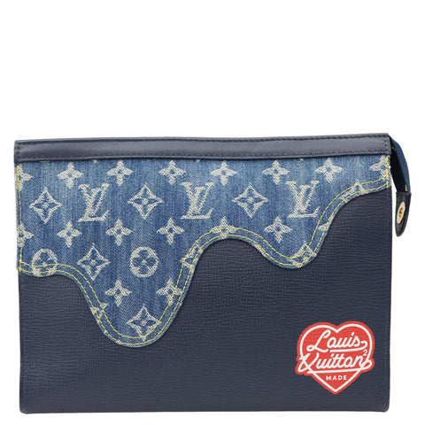 LOUIS VUITTON X NIGO Voyage MM Denim Drip Pochette Navy Blue